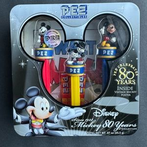 Disney PEZ Collectibles 80 Years w Vintage Mickey Poster
